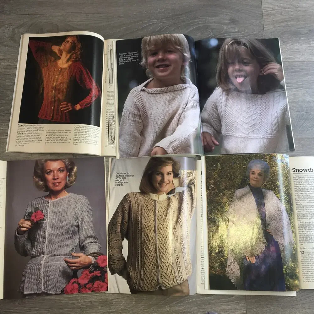 Knitter's Knitting Pattern Magazine LOT OF 6 Sweater Shawl Afghan Handmade 80s